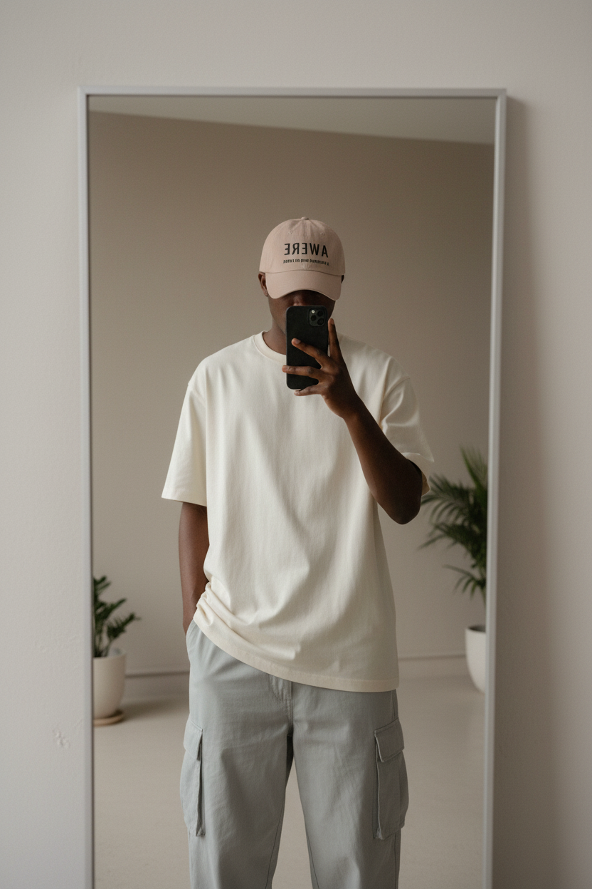 Side profile of minimal AWARE streetwear cap