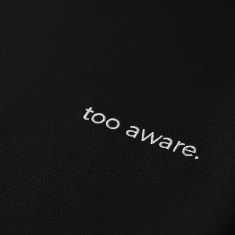 minimalist typography detail aware text black hoodie premium mental state streetwear design