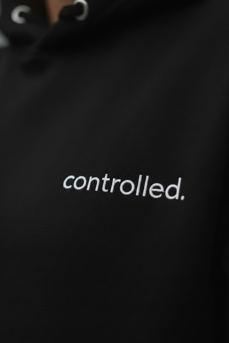 minimalist typography detail react text black hoodie premium mental state streetwear design